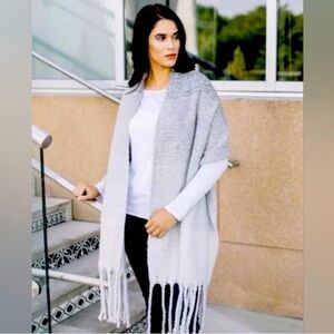 Anthropologie Gray Ombre Fringe Shawl